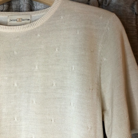 Vintage 90’s Jaclyn Smith Cream Short Sleeve Silk Blend Crewneck Top Size Small - Picture 8 of 13
